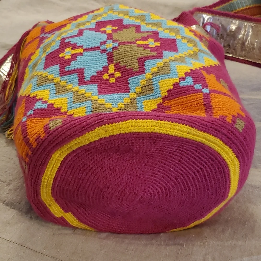 Handmade Colorful Festival Crossbody Bucket Bag – Boho Chic Travel Purse